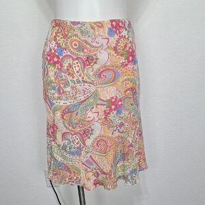Casual Corner Annex Vintage 90's Paisley Print Bohemian Coquette Skirt Size 14P